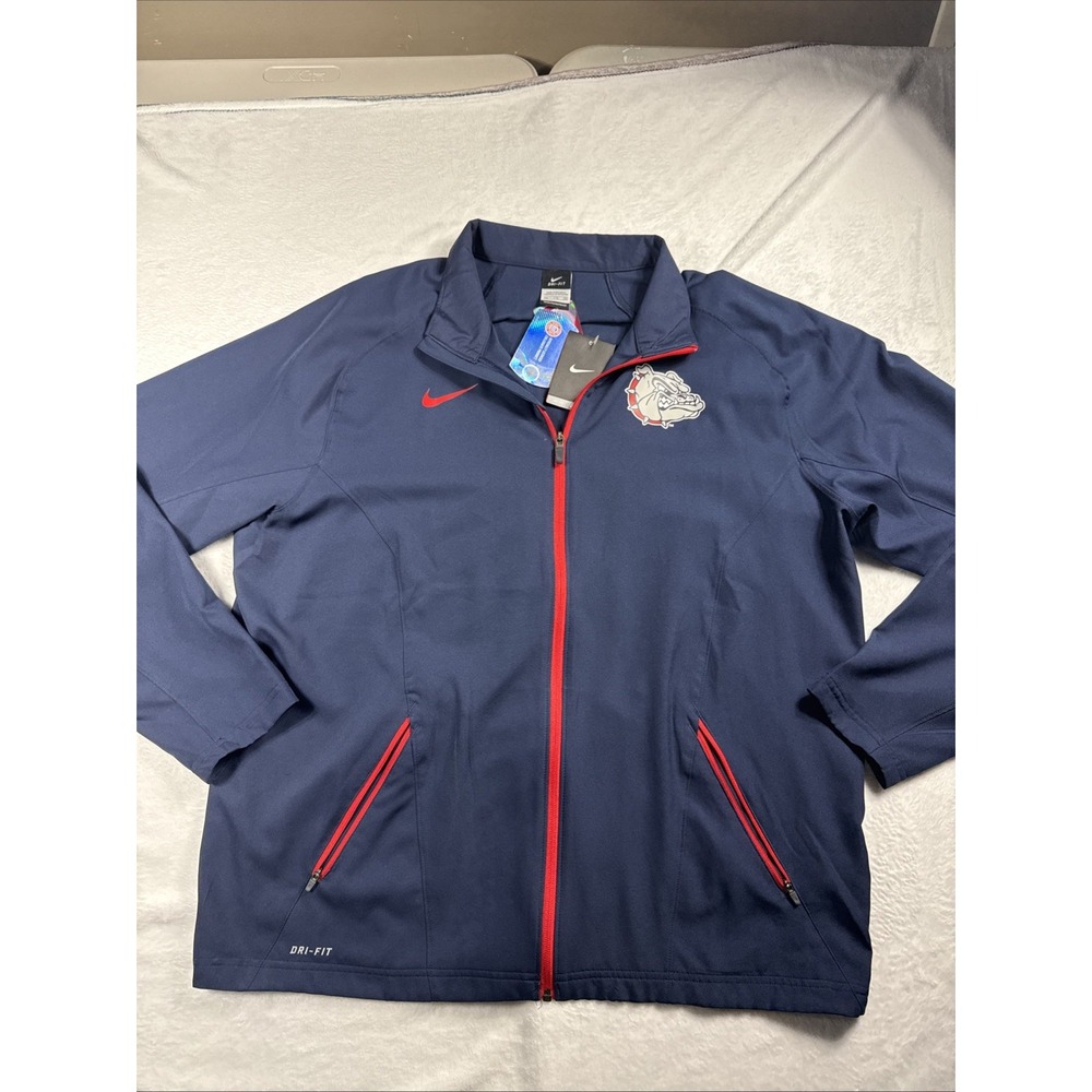 Nike Mens Dri-Fit Gonzaga University Full Zip Jacket XXL Team Warmup Navy NEW